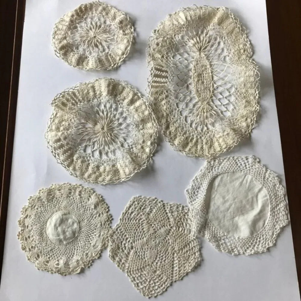 Crochet Lace  Doilies Placemats and Coasters Lot of 6 Vintage